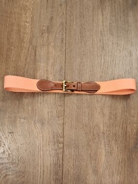 Vintage Dooney & Bourke Pink Woven Wool Belt Brown Leather Brass Buckle size 30